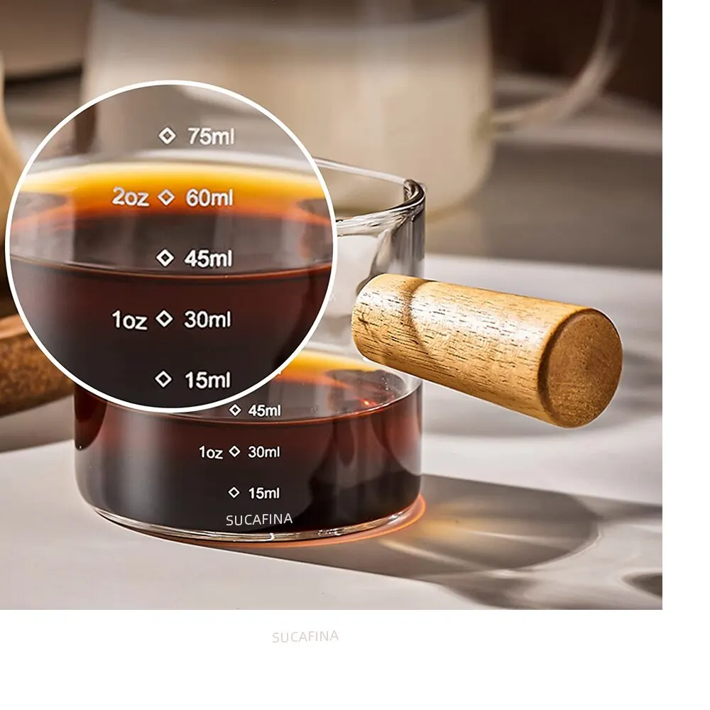 1pc Glass Measuring Cup Wood H - Vintage Coffee Equipment recension och pris