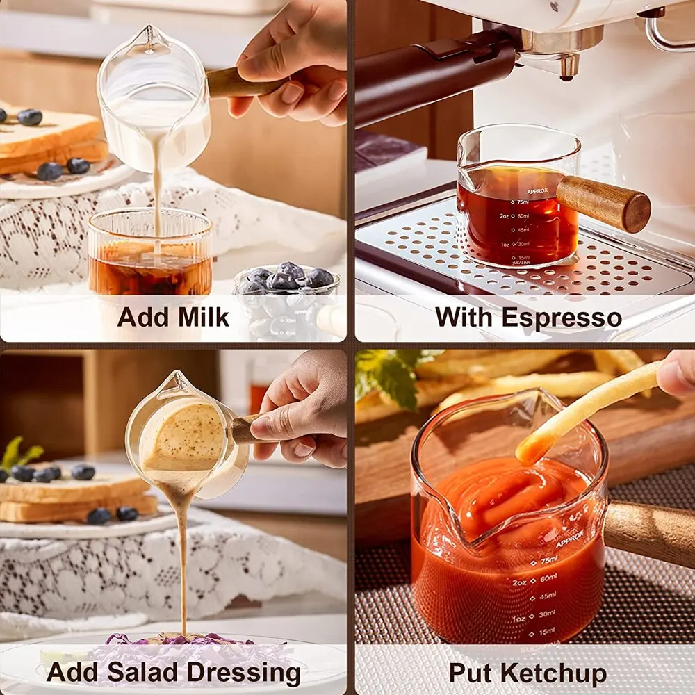 1pc Glass Measuring Cup Wood H - Vintage Coffee Equipment recension och pris