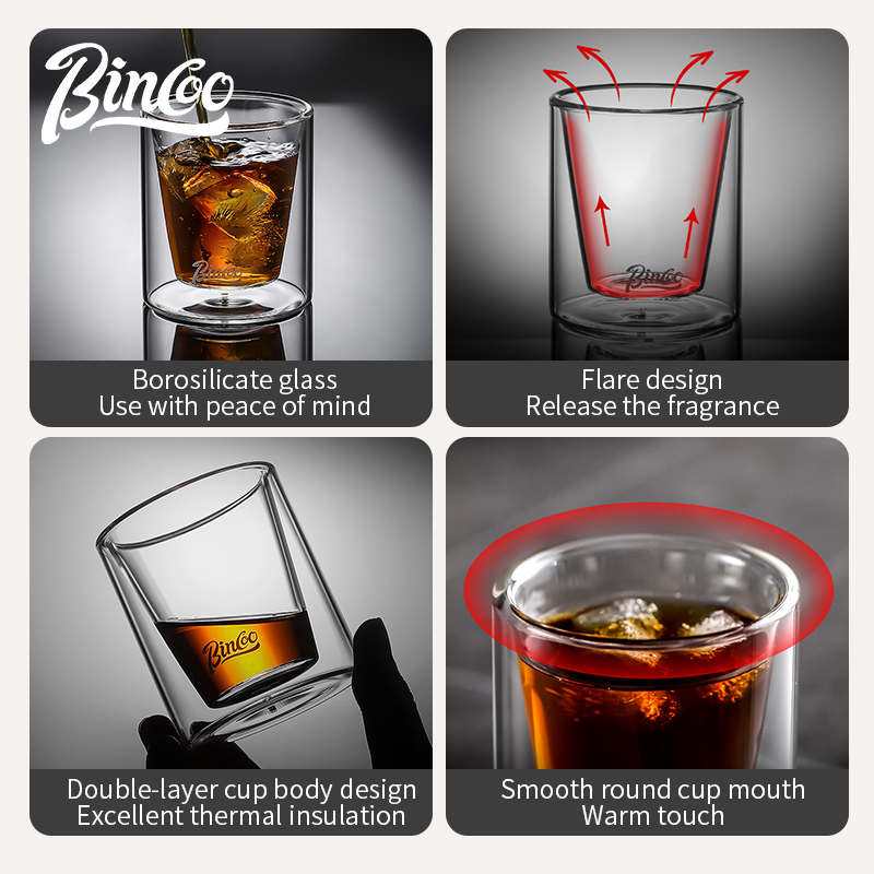Bincoo Double Glass Coffee Mug - Espresso Shot Glass recension och pris